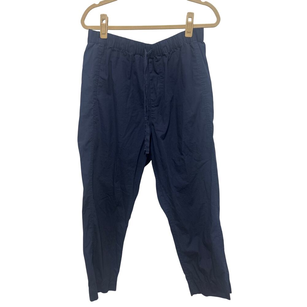 Quince Poplin Pull-On Blue 100% Organic Cotton Stretch Waist Casual Pants Large